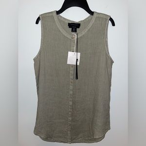 TAHARI Sleeveless Button‎ Up 100% Linen | Size Medium